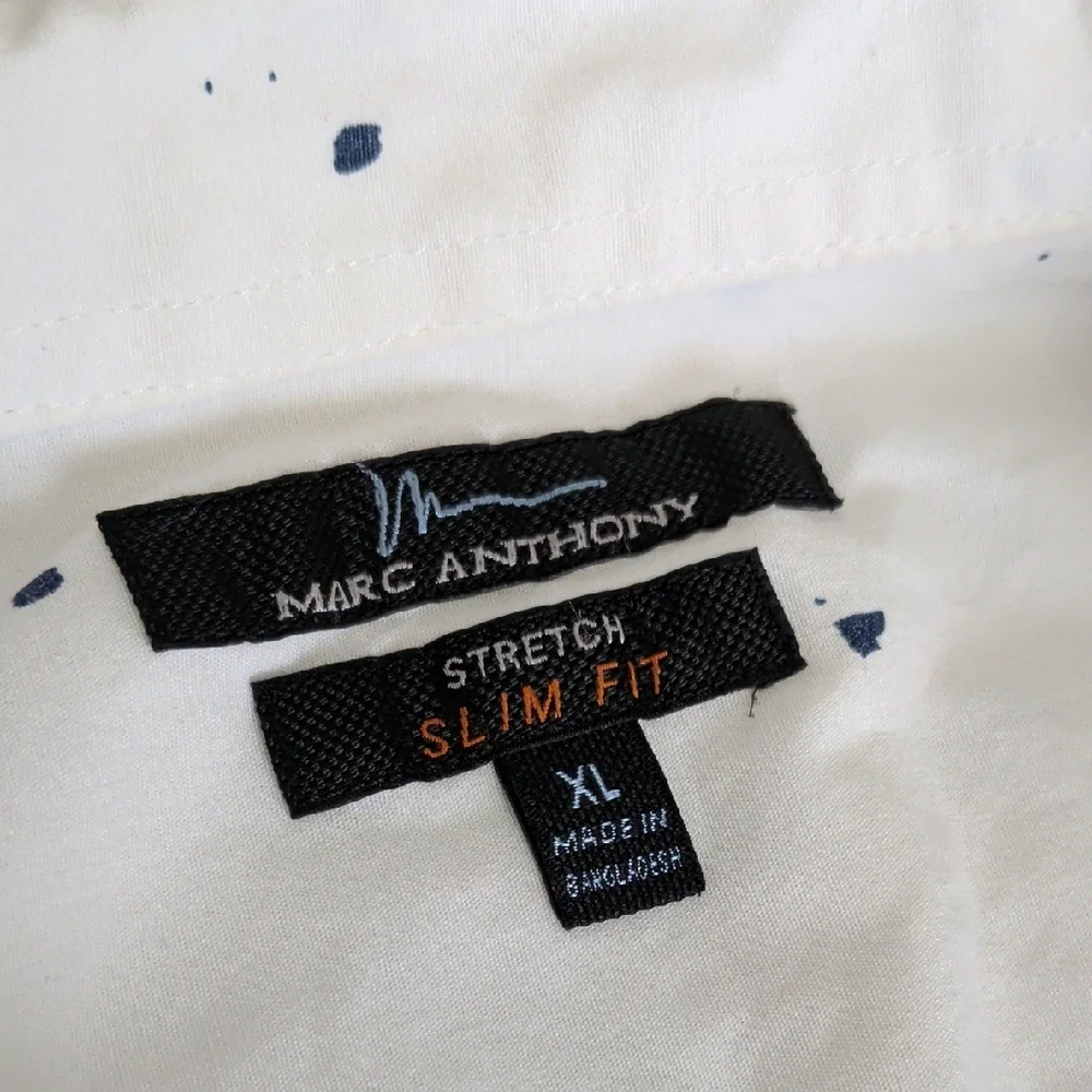 Marc Anthony Men's White/Navy Cactus Desert Patterned Slim Fit Shirt Size XL